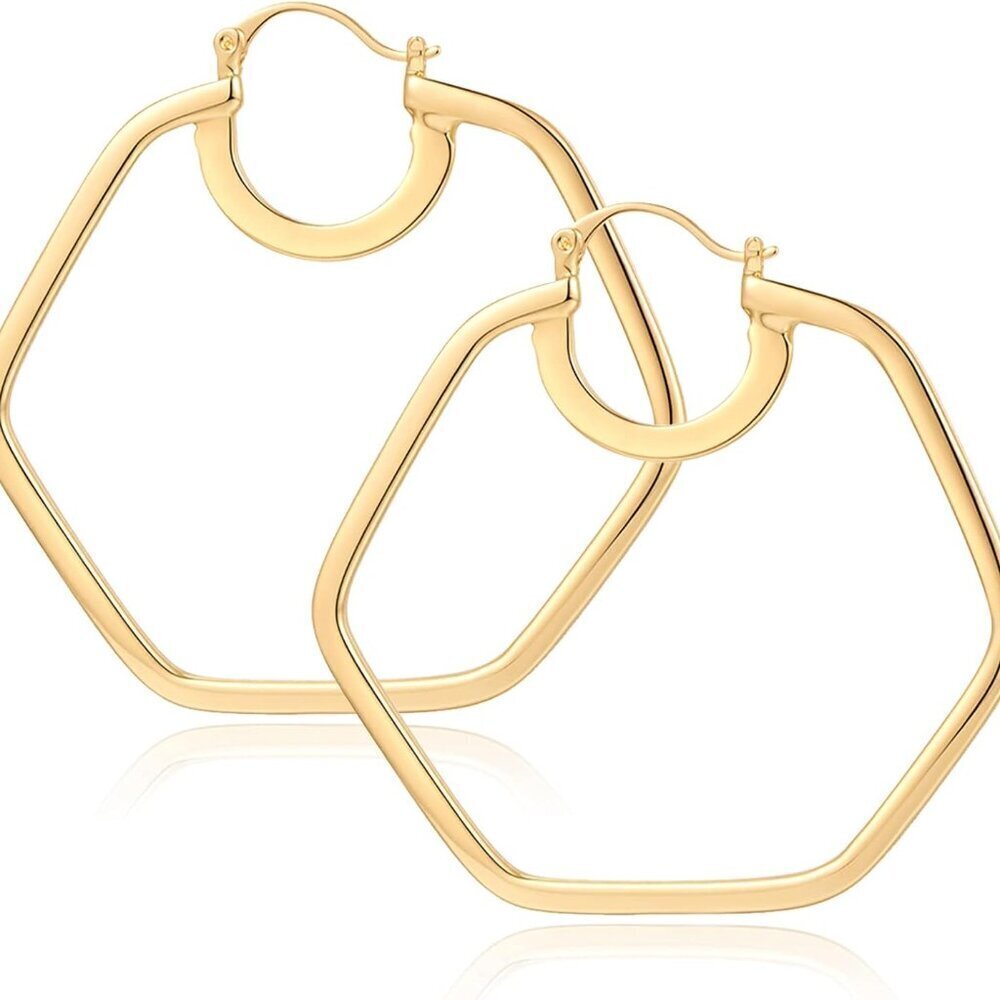Gold Hoop Earrings for Women 18K Gold Plated Large Lightweight Trendy Jewelry